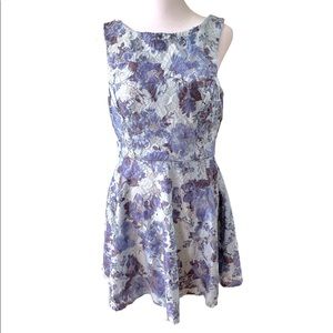 Speechless Blue Floral Lace Zip Back Fit and Flare Mini Dress Sz L